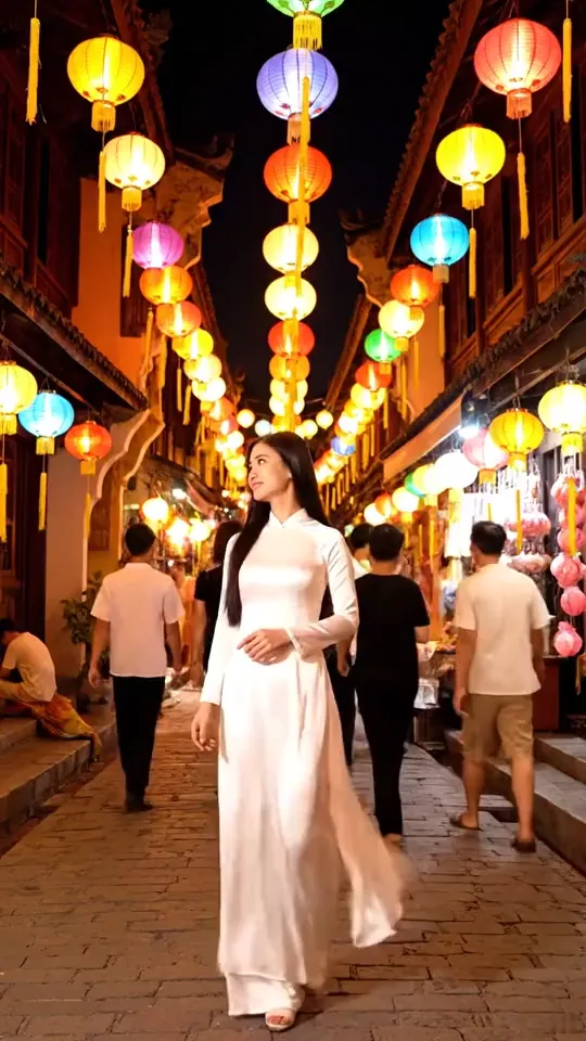 Khung xem trước: cô gái áo dài trong phố cổ Hội An